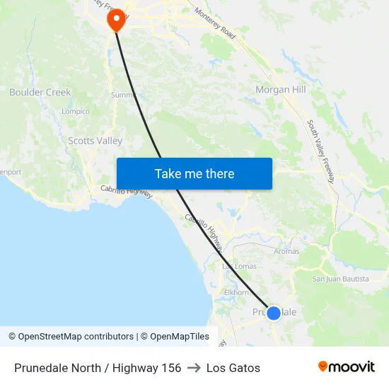 Prunedale North /  Highway 156 to Los Gatos map