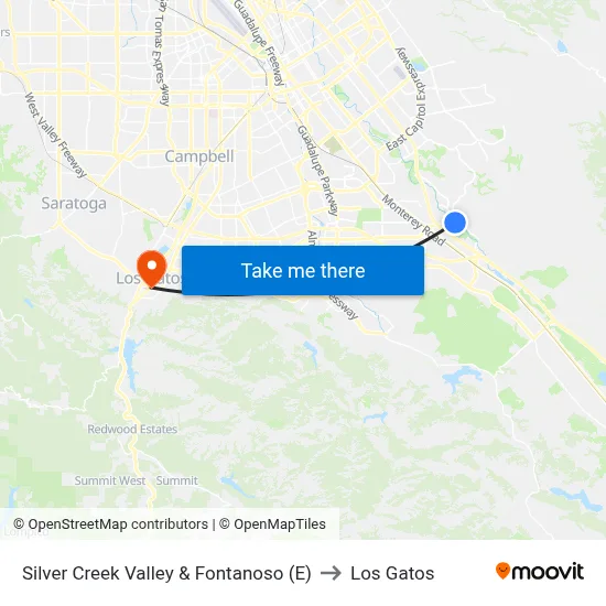 Silver Creek Valley & Fontanoso (E) to Los Gatos map