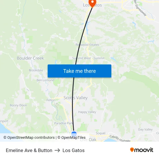 Emeline Ave & Button to Los Gatos map