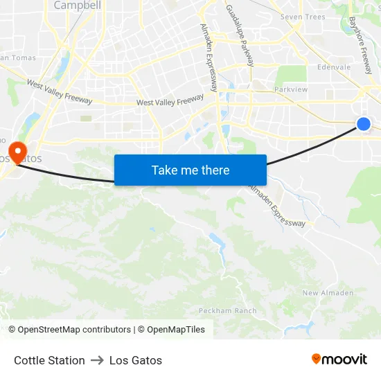Cottle Station to Los Gatos map