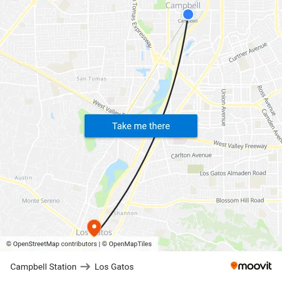 Campbell Station to Los Gatos map