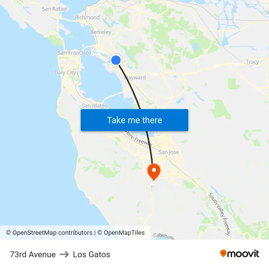 73rd Avenue to Los Gatos map