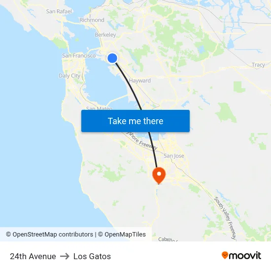 24th Avenue to Los Gatos map