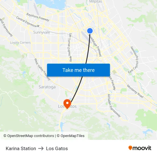 Karina Station to Los Gatos map