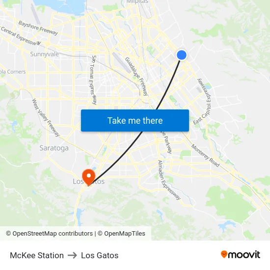 McKee Station to Los Gatos map