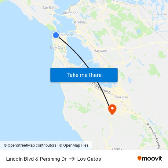 Lincoln Blvd & Pershing Dr to Los Gatos map