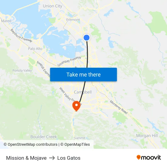 Mission & Mojave to Los Gatos map