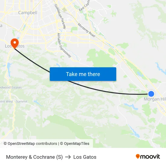 Monterey & Cochrane (S) to Los Gatos map