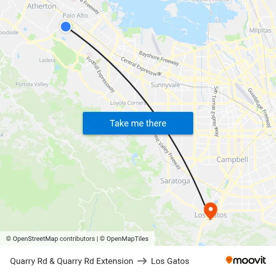 Quarry Rd & Quarry Rd Extension to Los Gatos map