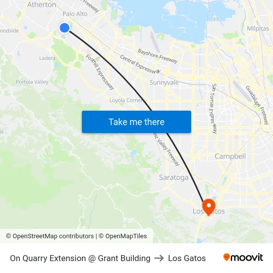 On Quarry Extension @ Grant Building to Los Gatos map