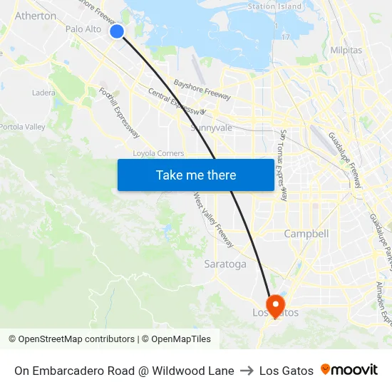 On Embarcadero Road @ Wildwood Lane to Los Gatos map
