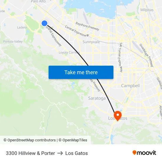 3300 Hillview & Porter to Los Gatos map