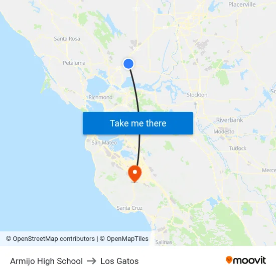 Armijo High School to Los Gatos map