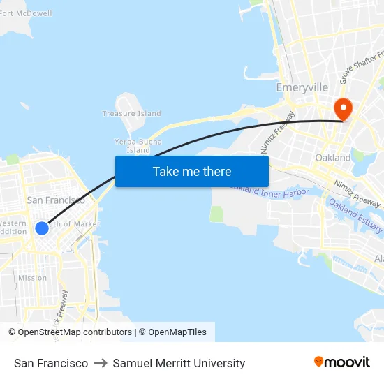 San Francisco to Samuel Merritt University map