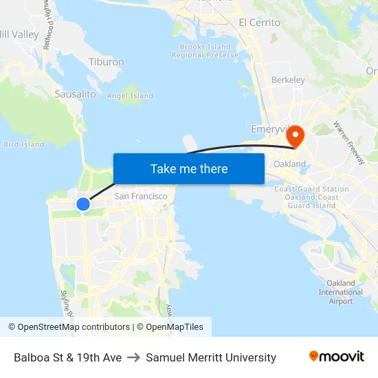Balboa St & 19th Ave to Samuel Merritt University map