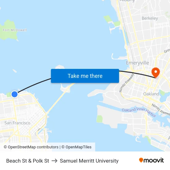 Beach St & Polk St to Samuel Merritt University map