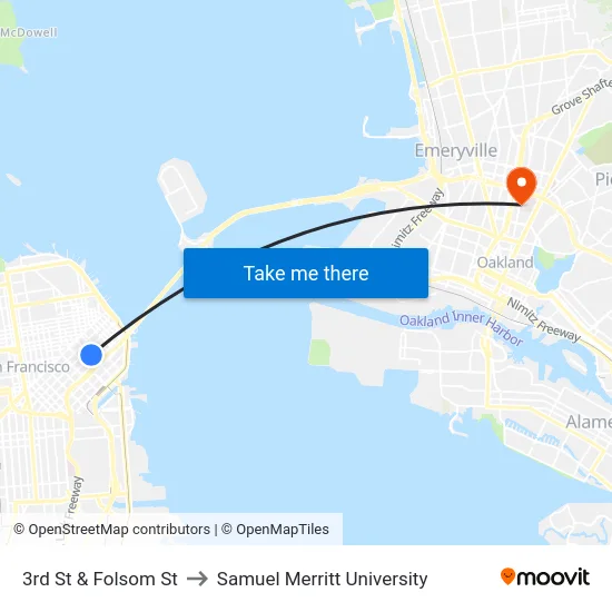 3rd St & Folsom St to Samuel Merritt University map