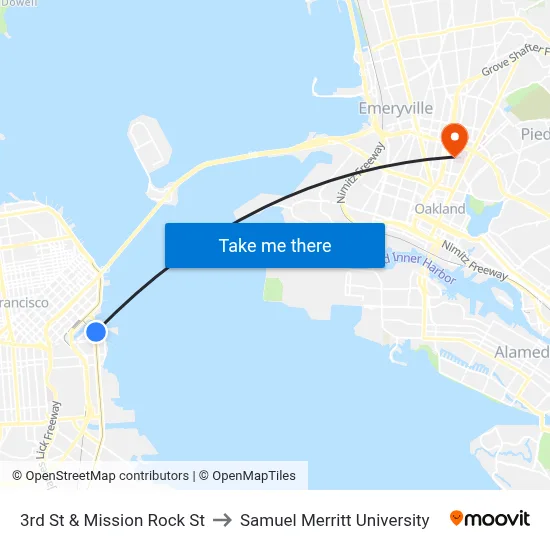 3rd St & Mission Rock St to Samuel Merritt University map