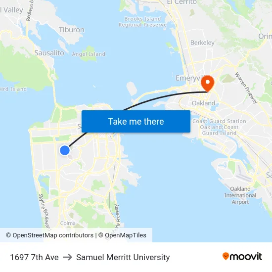 1697 7th Ave to Samuel Merritt University map