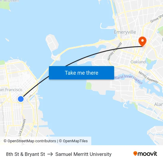 8th St & Bryant St to Samuel Merritt University map