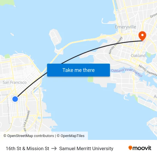 16th St & Mission St to Samuel Merritt University map
