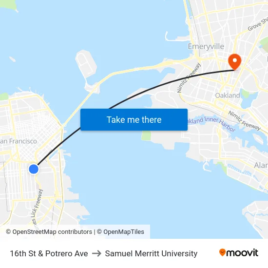 16th St & Potrero Ave to Samuel Merritt University map