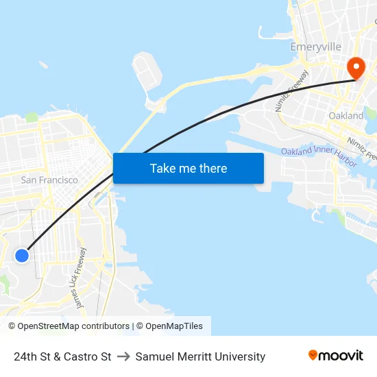 24th St & Castro St to Samuel Merritt University map