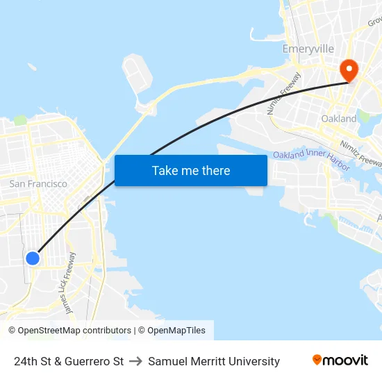 24th St & Guerrero St to Samuel Merritt University map