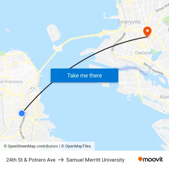 24th St & Potrero Ave to Samuel Merritt University map