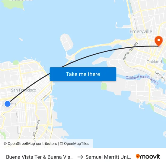 Buena Vista Ter & Buena Vista Ave E to Samuel Merritt University map
