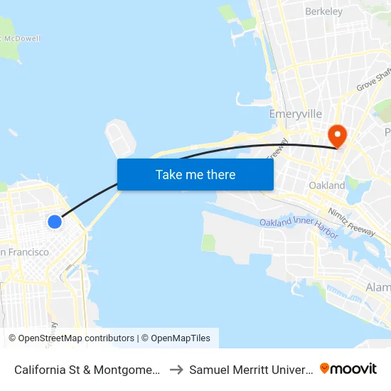 California St & Montgomery St to Samuel Merritt University map
