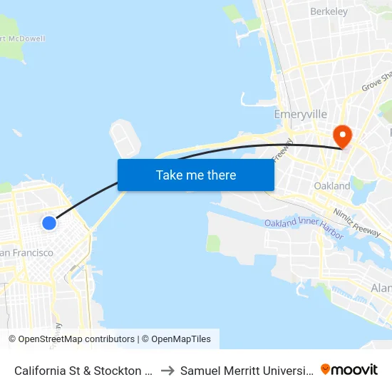 California St & Stockton St to Samuel Merritt University map