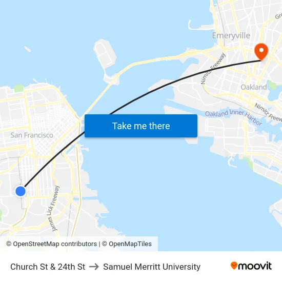 Church St & 24th St to Samuel Merritt University map