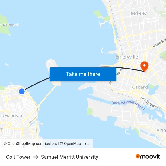 Coit Tower to Samuel Merritt University map