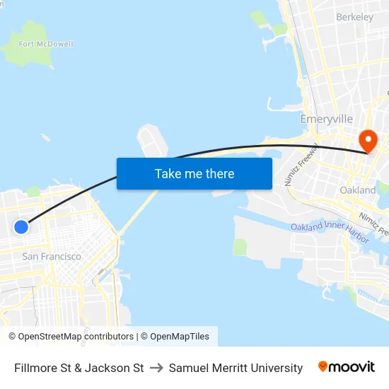 Fillmore St & Jackson St to Samuel Merritt University map