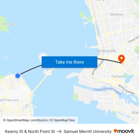 Kearny St & North Point St to Samuel Merritt University map