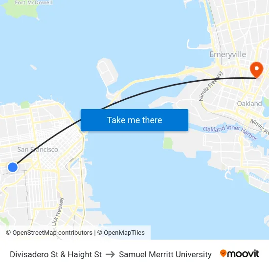 Divisadero St & Haight St to Samuel Merritt University map