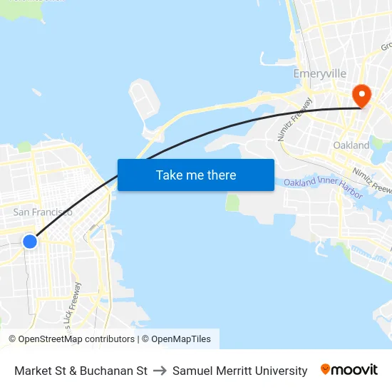 Market St & Buchanan St to Samuel Merritt University map