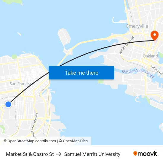 Market St & Castro St to Samuel Merritt University map