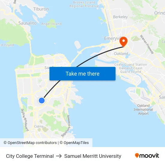 City College Terminal to Samuel Merritt University map