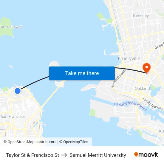 Taylor St & Francisco St to Samuel Merritt University map