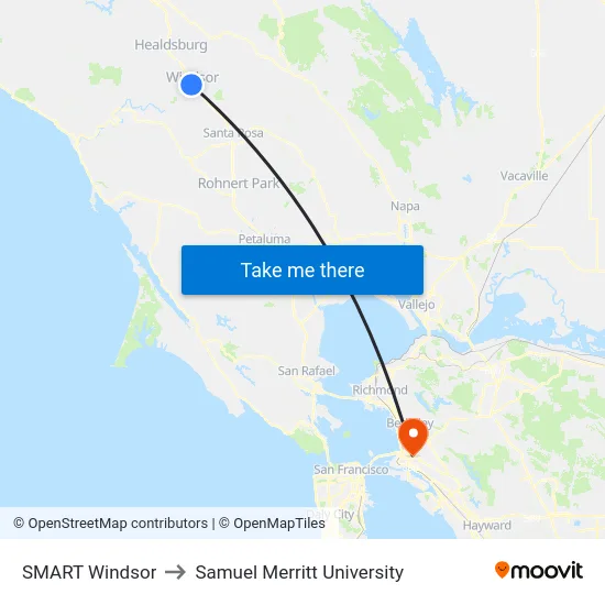 SMART Windsor to Samuel Merritt University map