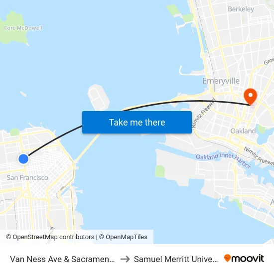 Van Ness Ave & Sacramento St to Samuel Merritt University map