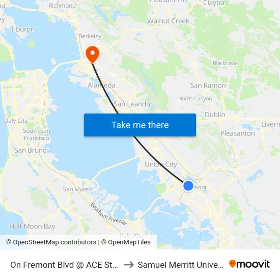 On Fremont Blvd @ ACE Station to Samuel Merritt University map