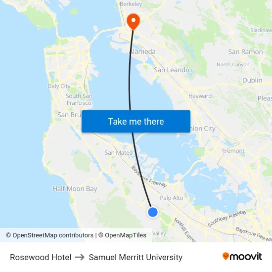Rosewood Hotel to Samuel Merritt University map