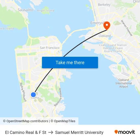 El Camino Real & F St to Samuel Merritt University map