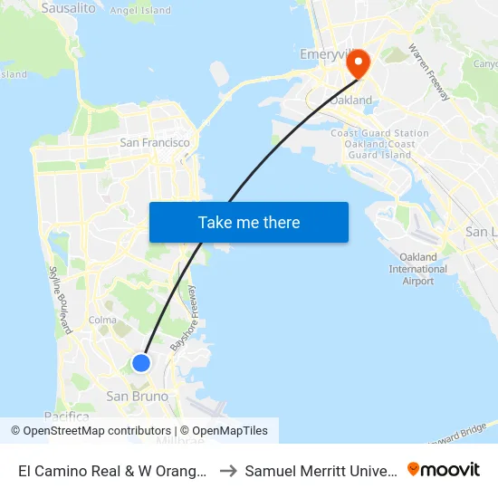 El Camino Real & W Orange Ave to Samuel Merritt University map