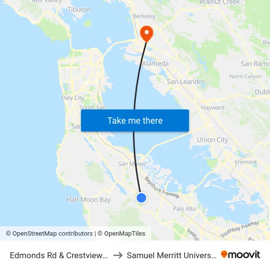 Edmonds Rd & Crestview Dr to Samuel Merritt University map