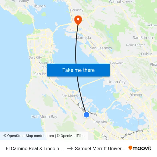 El Camino Real & Lincoln Ave to Samuel Merritt University map