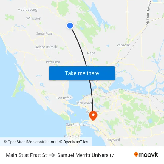 Main St at Pratt St to Samuel Merritt University map